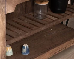 Îlot de cuisine en teck recyclé avec coin snack extensible 