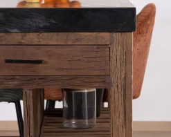Îlot de cuisine en teck recyclé avec coin snack extensible 