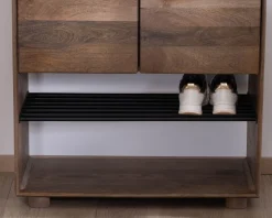 Meuble à chaussures en manguier massif "Geta" avec rangements