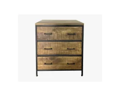 Meuble 3 tiroirs pour cuisine style industriel bois et métal "Atelier"
