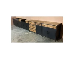Meuble 3 tiroirs pour cuisine style industriel bois et métal 