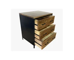 Meuble 3 tiroirs pour cuisine style industriel bois et métal 