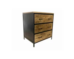Meuble 3 tiroirs pour cuisine style industriel bois et métal 