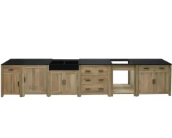 Meuble avec plateau granit pour four et plaques de cuisson 