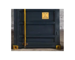 Meuble bar container esprit récup en métal bleu nuit et bois 