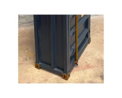 Meuble bar container esprit récup en métal bleu nuit et bois 