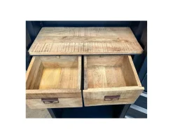 Meuble bar container esprit récup en métal bleu nuit et bois 