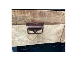 Meuble bar container esprit récup en métal bleu nuit et bois 