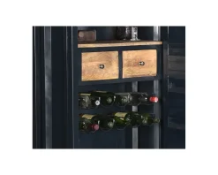 Meuble bar container esprit récup en métal bleu nuit et bois 