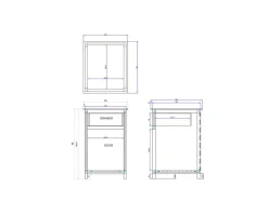 Meuble de cuisine bois massif 1 porte 1 tiroir 