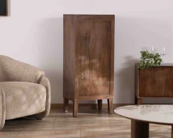 Meuble de rangement bas en manguier massif foncé "Kaldo" Style rétro scandinave
