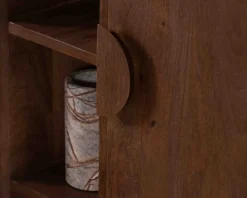 Meuble de rangement bas en manguier massif foncé "Kaldo" Style rétro scandinave
