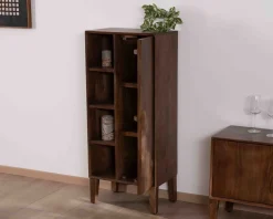Meuble de rangement bas en manguier massif foncé 
