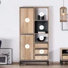 Meuble de rangement haut en manguier naturel et noir design épuré "Bocca"