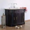 Meuble de salle de bain 1 vasque quartz blanc et bois noir "Églantine"