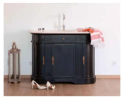 Meuble de salle de bain 1 vasque quartz blanc et bois noir 