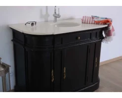 Meuble de salle de bain 1 vasque quartz blanc et bois noir 