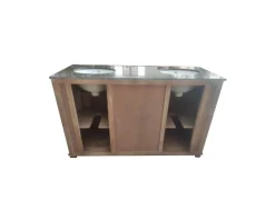 Meuble de salle de bain 2 vasques manguier et quartz blanc 