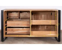 Meuble de salle de bain bois massif et pieds métal "Montréal" 150cm