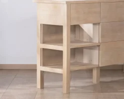 Meuble de salle de bain double en manguier blanchi 140 cm avec niches et tiroirs 