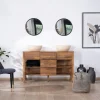 Meuble de salle de bain double en manguier foncé 140 cm avec niches et tiroirs "Kahiko"