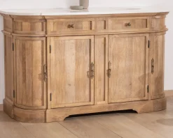 Meuble de salle de bain deux vasques bois et quartz 150cm "Églantine"