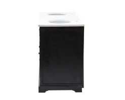 Meuble de salle de bain noir dessus quartz blanc "Elégance"