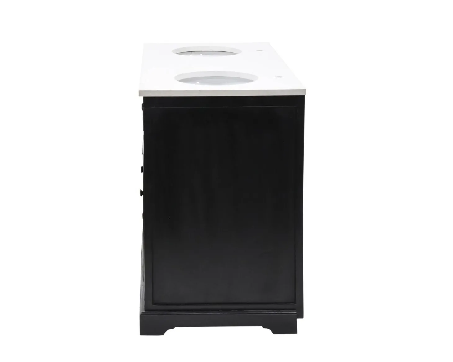 Meuble de salle de bain noir dessus quartz blanc "Elégance"