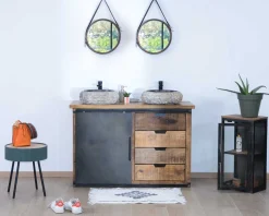 Meuble de salle de bain porte coulissante 