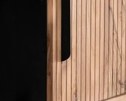 Meuble haut multi-rangement design rétro "Bopee" acacia avec éclairage LED