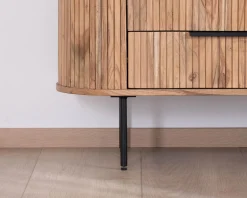 Meuble haut multi-rangement design rétro "Bopee" acacia avec éclairage LED