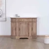 Meuble salle de bain 1 vasque manguier massif quartz blanc "Églantine"
