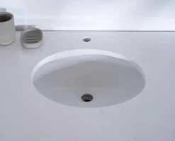Meuble salle de bain 1 vasque manguier massif quartz blanc 