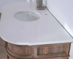 Meuble salle de bain 1 vasque manguier massif quartz blanc 