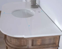 Meuble salle de bain 1 vasque manguier massif quartz blanc 