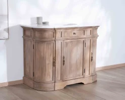 Meuble salle de bain 1 vasque manguier massif quartz blanc 