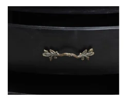 Meuble salle de bain en manguier noir et pierre tiroirs rétro style commode
