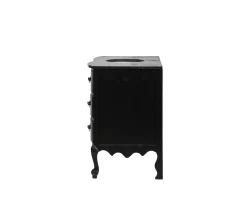 Meuble salle de bain en manguier noir et pierre tiroirs rétro style commode