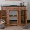 Meuble salle de bain pierre 1 vasque bois massif arrondi "Églantine"