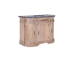 Meuble salle de bain pierre 1 vasque bois massif arrondi 