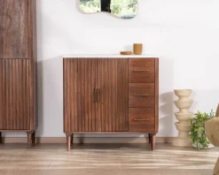Meuble simple vasque en manguier foncé 