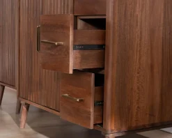 Meuble simple vasque en manguier foncé 