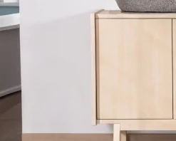 Meuble sous vasque 140 cm en manguier blanchi avec portes et tiroirs 