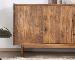 Meuble sous vasque 140 cm en manguier foncé avec portes et tiroirs "Kahiko"