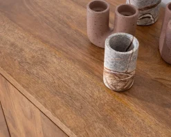 Meuble sous vasque 140 cm en manguier foncé avec portes et tiroirs 