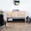 Meuble sous vasque 120 cm en bois naturel et noir "Nani" avec grande niche