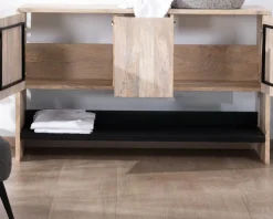 Meuble sous vasque 120 cm en bois naturel et noir 