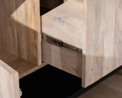Meuble sous vasque 120 cm en bois naturel et noir 