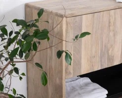 Meuble sous vasque 120 cm en bois naturel et noir 