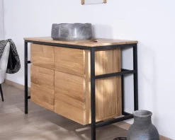 Meuble sous vasque contemporain en teck 120 cm 